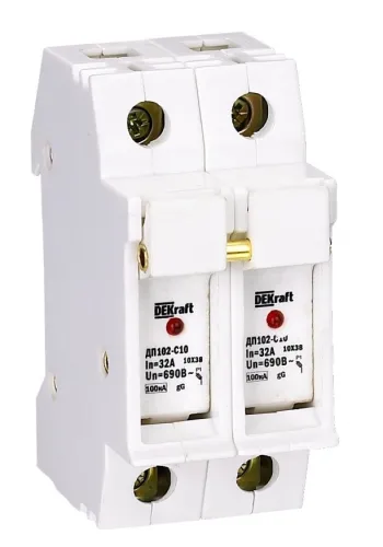 Держатель предохранителя DEKraft ДП-102 C10, 2P 32А, IP20