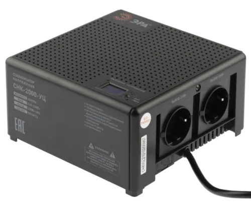Стабилизатор напряжения ЭРА СНК-2000-УЦ, релейный, черный