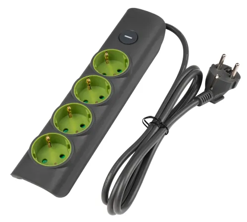 Удлинитель Jazzway ET-04-300G 3м 4 розетки серый-зеленый