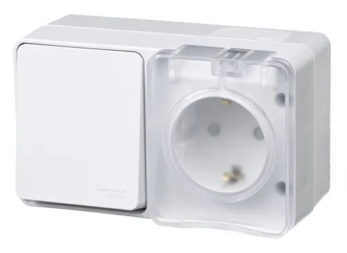 Блок Systeme Electric AtlasDesign Profi54 розетка и выключатель, белый