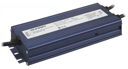 Драйвер ОНЛАЙТ OD-P200-IP67-24V для светодиодных изделий, в металлическом корпусе, синий, 215х75х36мм, 8.3А, 200Вт, 24В / блок питания