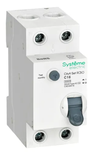 Дифференциальный автомат Systeme Electric City9 Set 1P+N 16А 30мА