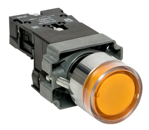 Кнопка управления EKF / ЕКФ PROxima BA51 NO с подсветкой, желтая, 230В IP65, под отверстие диаметром 22мм, xb2-bw51-230-65 / кнопочный пост