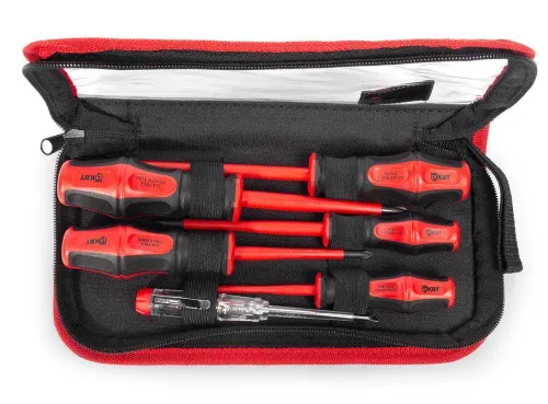 Набор отверток КВТ Профи НИО-06 диэлектрических для работ под напряжением до 1000 В, в тканевом чехле, 6 предметов / инструменты