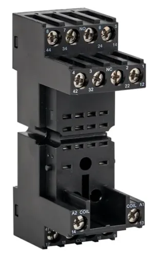 Разъем EKF / ЕКФ Averes РM4 22/4 для крепления промежуточного реле на DIN-рейку, из пластика, черный, до 10А, IP20, 42.4мм / электрика