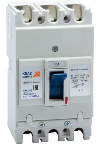 Автоматический выключатель КЭАЗ OptiMat E100N050-УХЛ3, 3P 50А, 224960 / электроавтомат