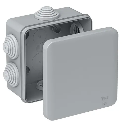 Распределительная коробка Systeme Electric / Систем Электрик 6 вводов, наружная серая 100х100х50мм, IP55, IMT35091 / монтажная