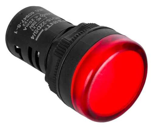Лампа сигнальная индикаторная CHINT / Чинт ND16-22DS/4C светодиодная, встроенный резистор, красное свечение, диаметр отверстия 22мм, IP65 / индикатор