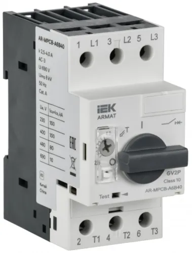 Автомат защиты двигателя IEK ARMAT A6 GV2P, 2.5-4А, IP20