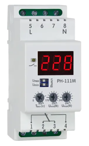 Реле напряжения КЭАЗ OptiDin РН-111М-УХЛ3.1 однофазное, в корпусе из пластмассы, серый, 100-310В / электрика