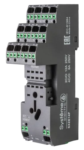 Розетка для реле Systeme Electric SXZE14P, черный, 12А, 250В