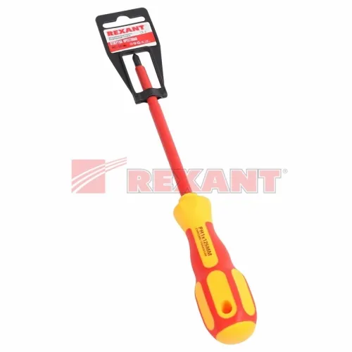 Отвертка крестовая диэлектрическая REXANT PH1 125мм 1000В