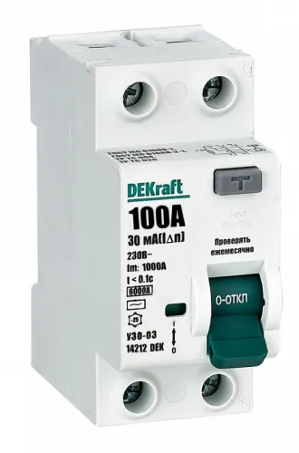 УЗО DEKraft ВДТ УЗО-03, 100А 30мА тип AC, 14212DEK