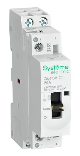 Контактор модульный Systeme Electric / Систем Электрик City9 Set 2НО 20А 230В AC, C9C32220 / коммутационное оборудование