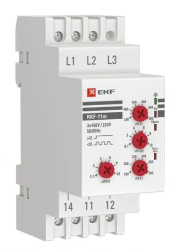 Реле контроля фаз EKF PROxima RKF-11m, 280-480В, 1 контакт