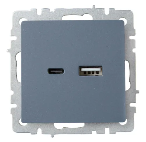 Розетка USB IEK / ИЭК Brite РЮ11-1-БрМ, A+С, 18Вт, двухместная, цвет маренго, BR-U22-018-K35 / электроустановочное оборудование