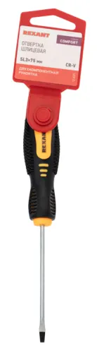 Отвертка шлицевая REXANT SL3 12-4721, Cr-V, стержень 75мм