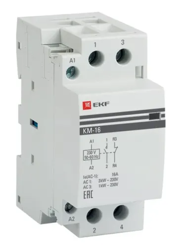 Контактор модульный EKF / ЕКФ PROxima КМ 2 модуля 16А 400В NО+NC, km-2-16-11 / коммутационное оборудование