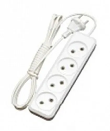 Удлинитель бытовой Союз ШВВП 2х0.75, 1.5 метра 4 розетки, 6А 1300Вт, белый, 481S-0401