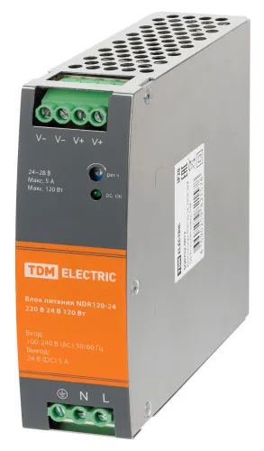 Блок питания TDM Electric NDR120-24 DIN-рейка, 120Вт 24В 5А