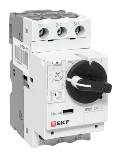 Пускатель ручной кнопочный EKF / ЕКФ PROxima GV2P с термомагнитным расцепителем, в пластиковом корпусе, серый, 3 полюса, 600В, 1А, IP20