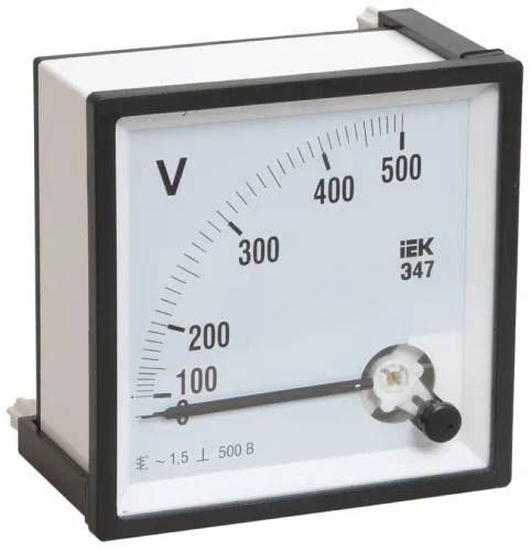 Вольтметр IEK / ИЭК Э47 аналоговый, на панель, белый, 72×72мм / измерительный инструмент