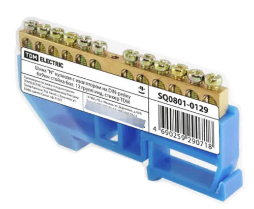 Шина TDM Electric нулевая с изолятором, SQ0801-0129