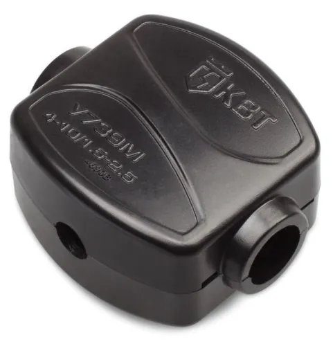 Сжим ответвительный КВТ У739М для магистрального провода, анодированная сталь, черный, 4-10/1.5-2.5мм², 42×36×23мм / электрика