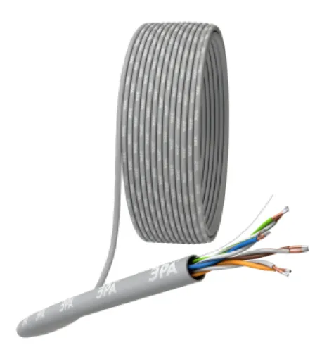 Кабель ЭРА Simple 24AWG витая пара CCA PVC серый U/UTP cat5e 100м