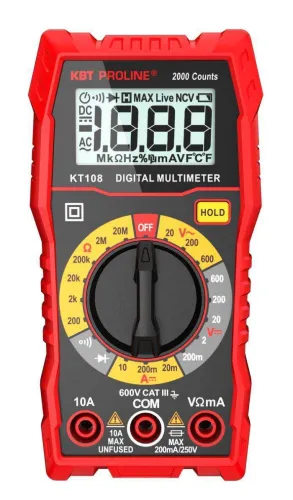 Мультиметр портативный цифровой КВТ KT 108 Proline с True RMS и ручным выбором пределов измерений, 86324 / измерительные приборы