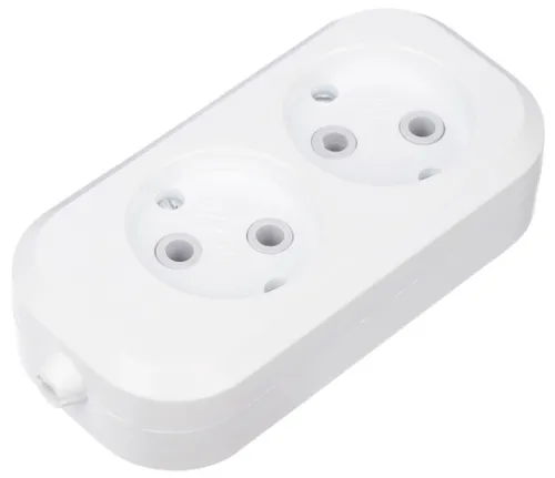 Блок розеток REXANT 2 гнезда, белый, 11-8701
