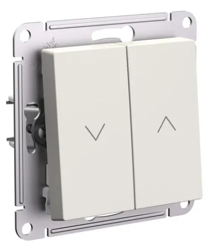 Выключатель для жалюзи Systeme Electric / Систем Электрик AtlasDesign двухклавишный схема 4, механический из ABS-пластика, песочный, 71×71×40мм, 250В 10А, IP20 / электрика