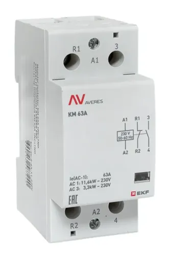 Контактор модульный EKF Averes КМ 63А AC 2 модуля 230В