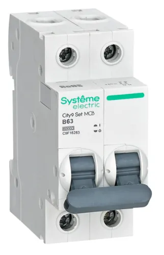 Автоматический выключатель Systeme Electric / Систем Электрик City9 Set, 2P 63А характеристика B, 6кА, C9F16263 / электроавтомат