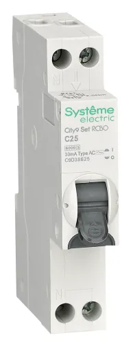 Дифференциальный автомат Systeme Electric City9 Set 1P+N 25А 30мА C9D38625