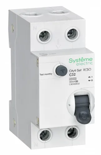 Дифференциальный автомат Systeme Electric City9 Set 1P+N 32А