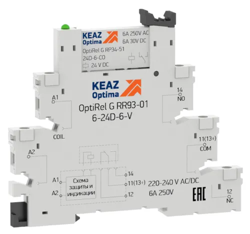 Релейный модуль КЭАЗ OptiRel G RM38-51-220-240U-6-V-CO, 6А, IP20