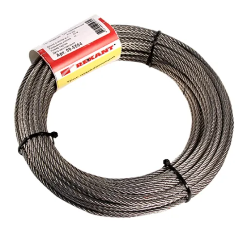 Трос стальной REXANT V2A, диаметр 4мм, 20м, 09-5504