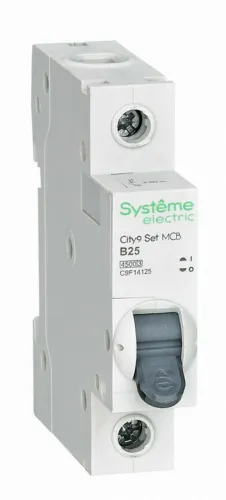 Автоматический выключатель Systeme Electric / Систем Электрик City9 Set, 1Р 25А характеристика B 4.5кА, C9F14125 / электроавтомат