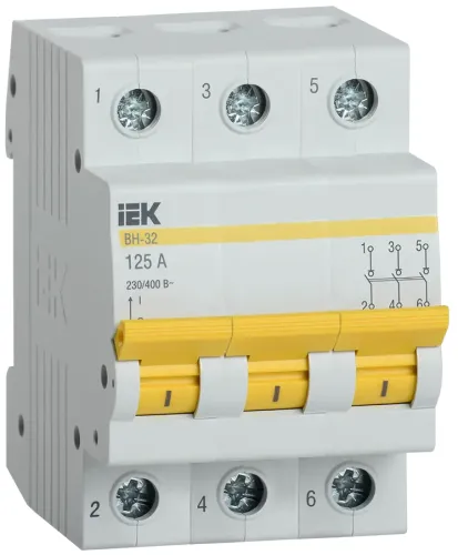 Выключатель нагрузки IEK ВН-32 3P 125A, MNV10-3-125, рубильник