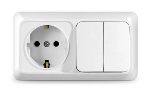 Блок UNIVersal Олимп розетка и выключатель 220В 16А О0033