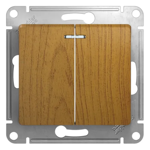 Выключатель Systeme Electric Glossa, дуб, 2-клавишный, GSL001353