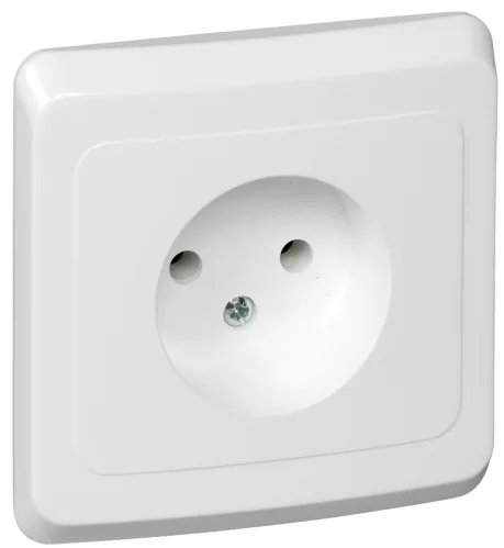 Розетка силовая штепсельная Systeme Electric / Систем Электрик Этюд, 16А 250В IP20 белый, без заземляющего контакта PC16-001B / электрооборудование
