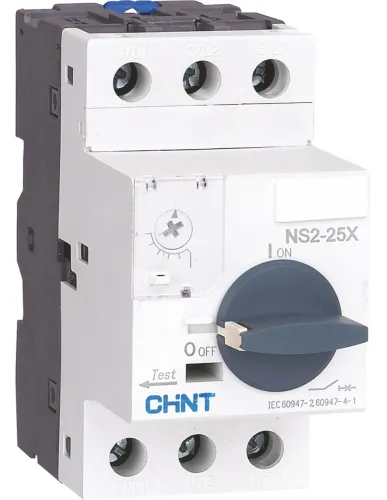 Пускатель CHINT NS2-25X, поворотная ручка, белый, 3 полюса, 13-18А, IP20