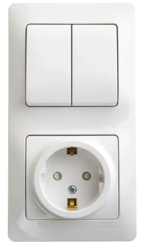 Блок Systeme Electric Glossa розетка и выключатель, белый, 250В 10/16А IP20