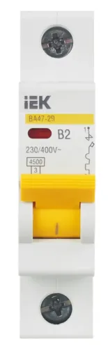 Автоматический выключатель IEK / ИЭК Karat ВА47-29, 1Р 2А характеристика B 4.5кА, MVA20-1-002-B / электроавтомат