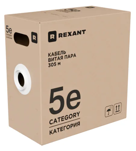 Кабель информационный REXANT / Рексант неэкранированный нг(А)-LSLTx, витая пара, медь, ПВХ, зеленый, U/UTP, cat5e, 4 пары, 5.8мм, 305м / электрика