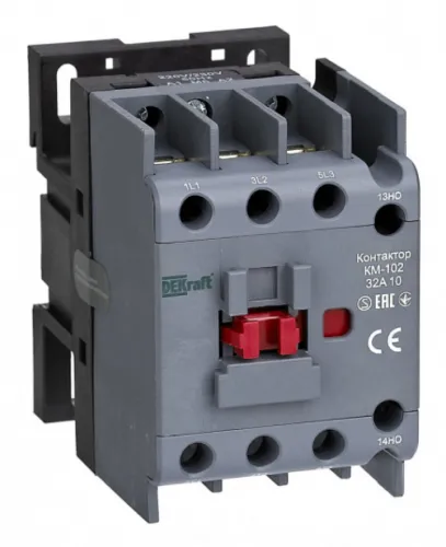 Контактор модульный DEKraft / Де Крафт КМ-102, 32A 230В АС3/АС4 1НО+1НЗ, 21928DEK / коммутационное оборудование