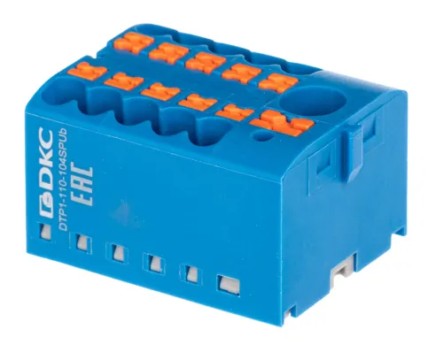 Распределительный блок DKC зажим push-in, DIN-рейка, синий