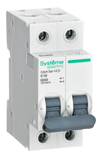 Автоматический выключатель Systeme Electric City9 Set 2P 16А C, 6кА